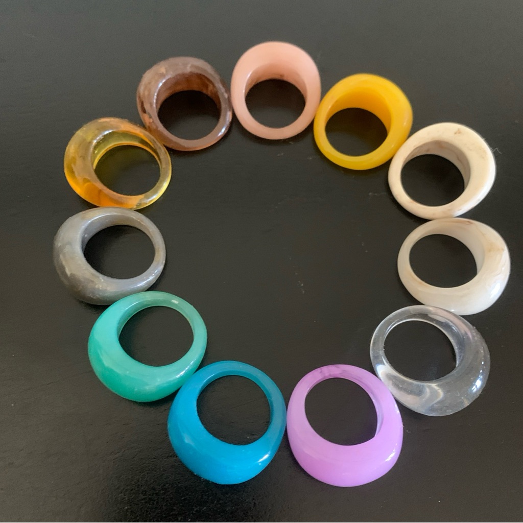 Bulk Lot 11 Retro Gradient Resin Ring Acrylic Women Girl Cute Trend Charm Gifts